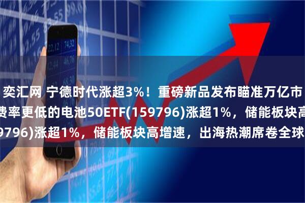 奕汇网 宁德时代涨超3%！重磅新品发布瞄准万亿市场，同类规模领先、费率更低的电池50ETF(159796)涨超1%，储能板块高增速，出海热潮席卷全球！